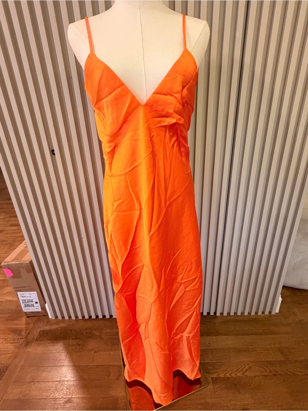 Zara Vibrant Orange Backless Slip Dress